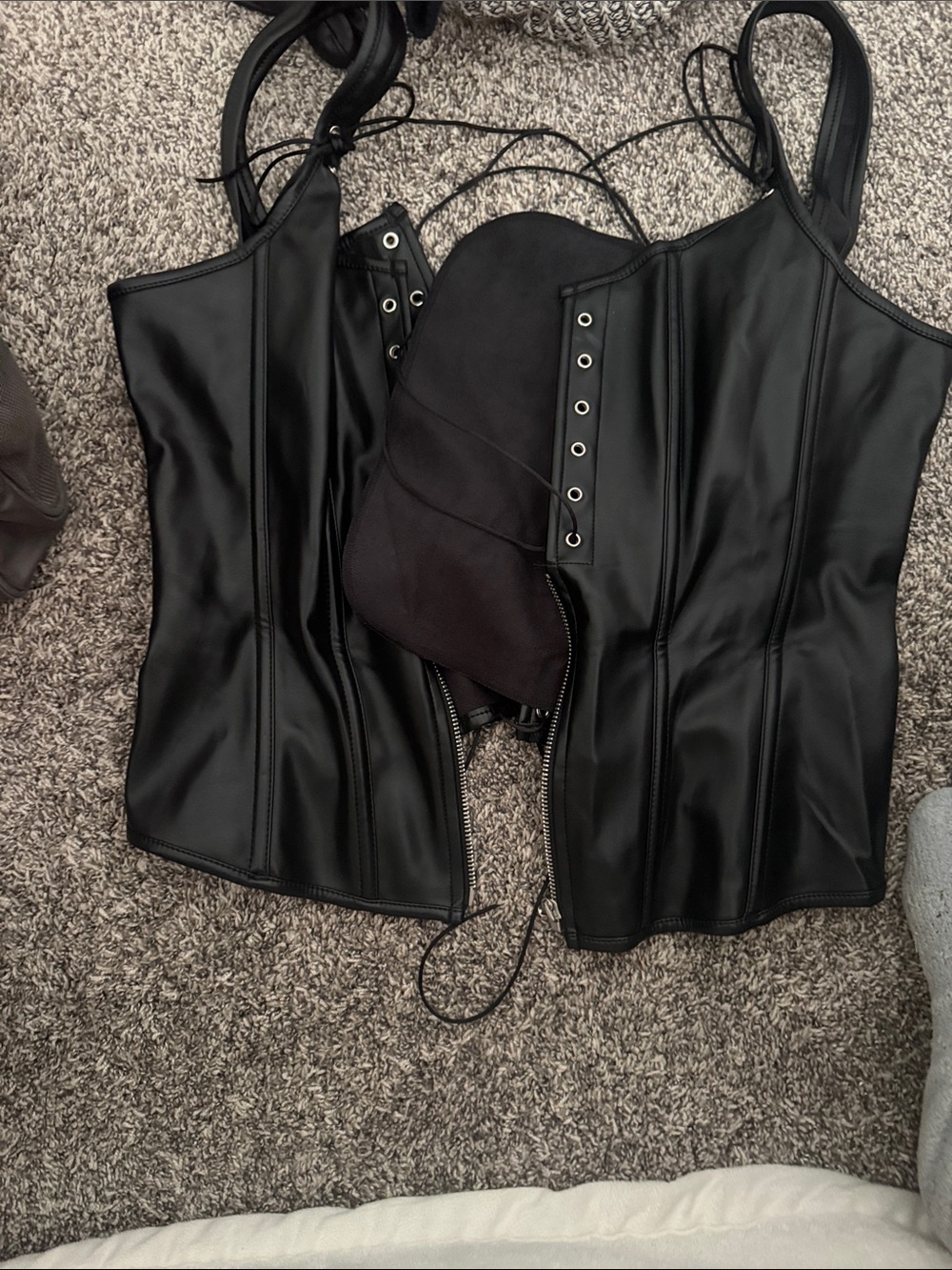 Black Faux Leather Corset Top